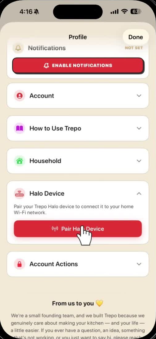 The Pair Halo device button