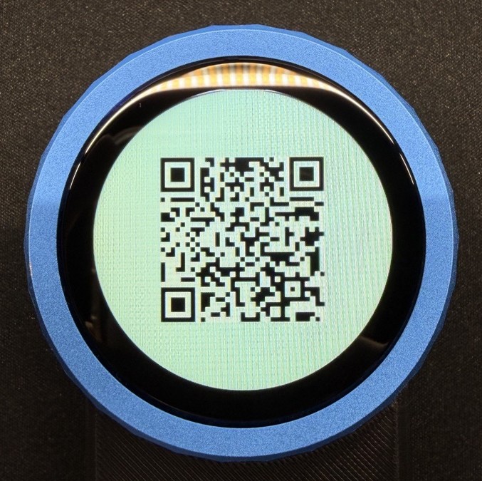 The device showing a QR code